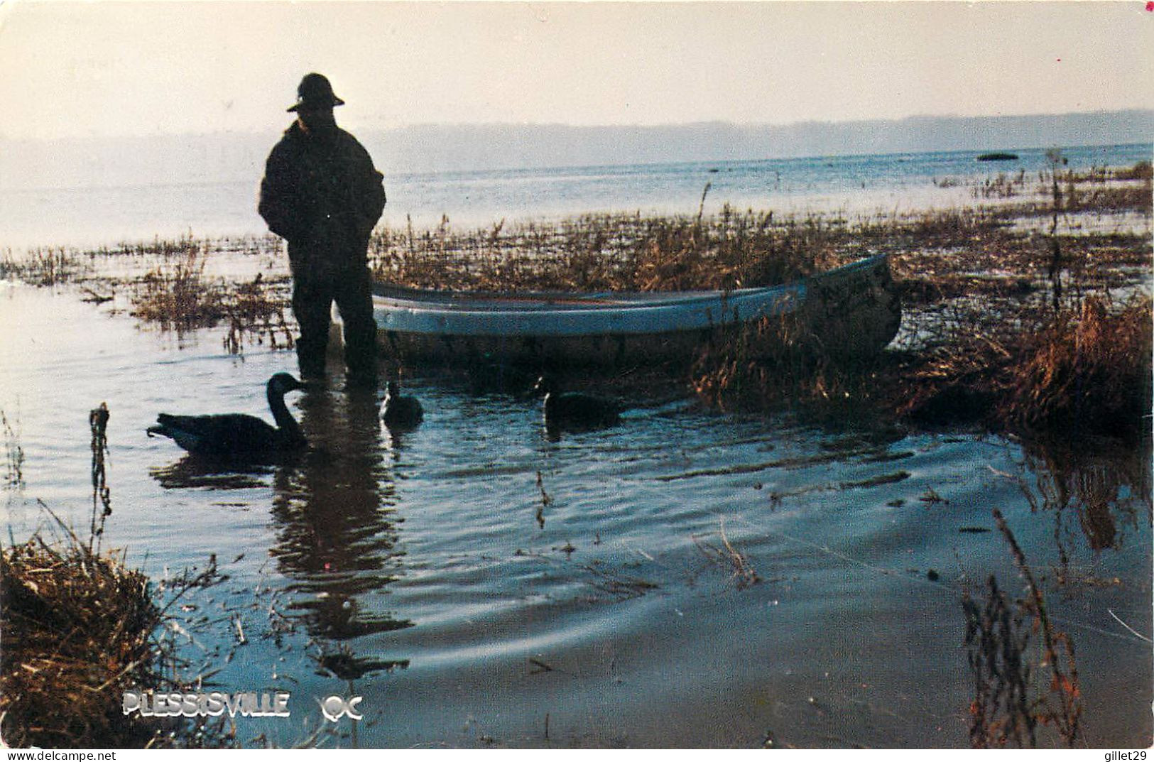 PLESSISVILLE, QUÉBEC - ON SE PRÉPARE POUR LA CHASSE AUX CANARDS - CIRCULÉE EN 1988 - SOCIÉTÉ KENT INC - - Autres & Non Classés