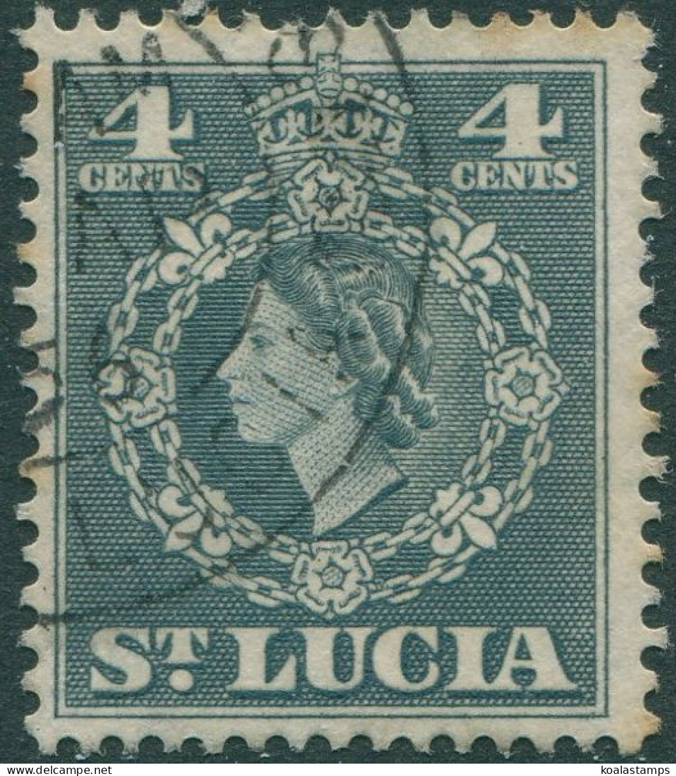 St Lucia 1953 SG175 4c Grey QEII FU - St.Lucie (1979-...)