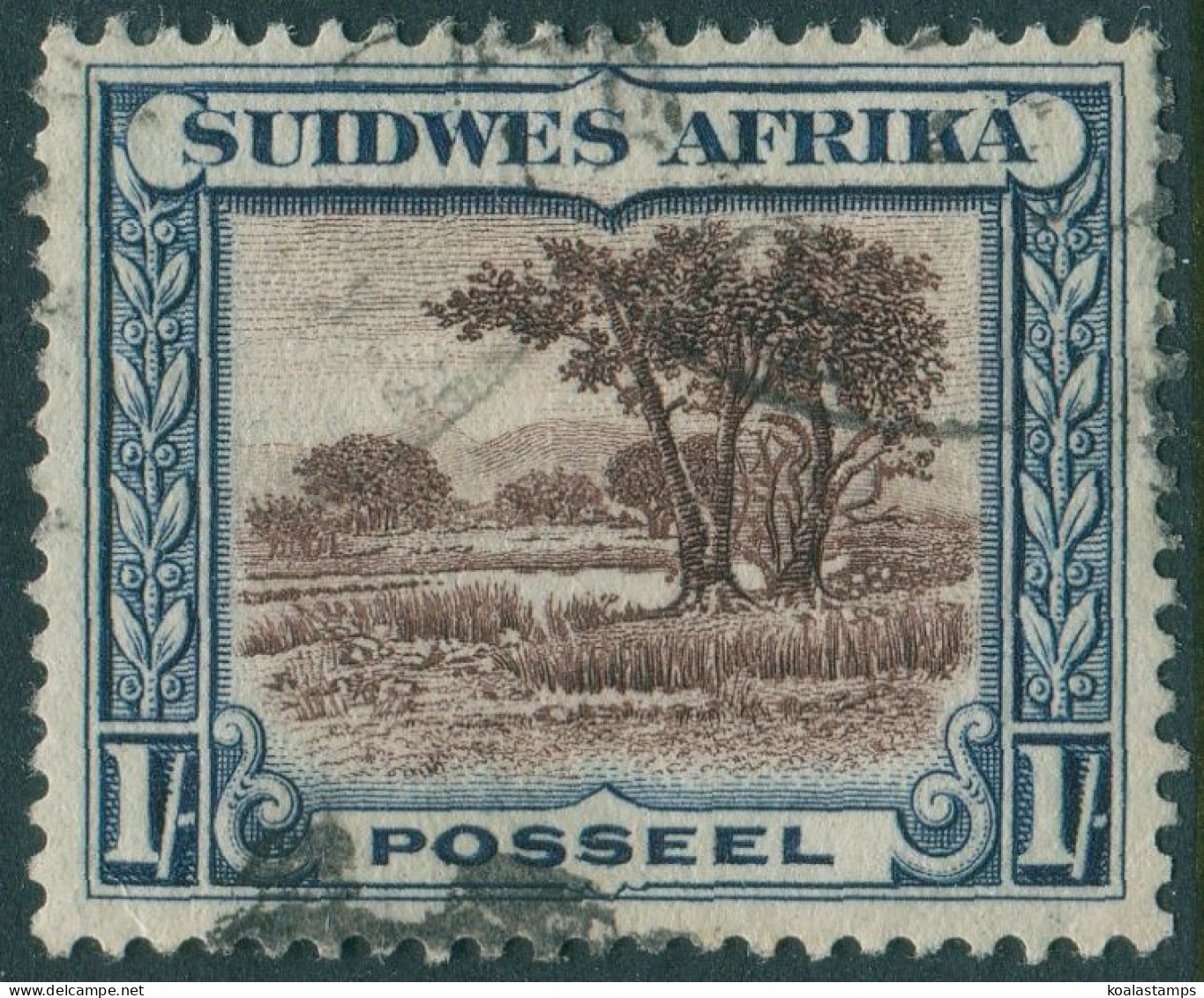 South West Africa 1926 SG51 1/- River Scene FU - Namibie (1990- ...)