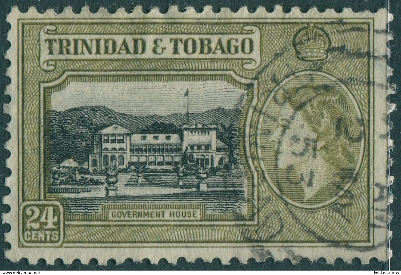 Trinidad & Tobago 1953 SG275 24c Black And Olive QEII Government House FU - Trinité & Tobago (1962-...)