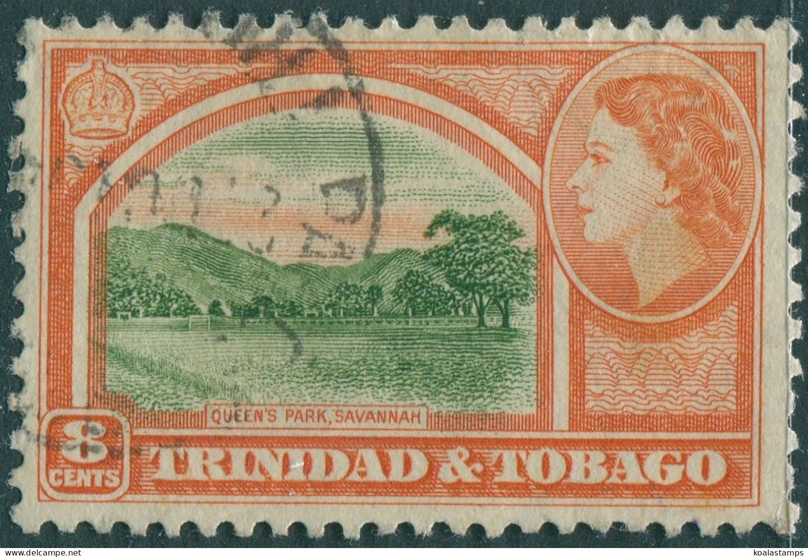Trinidad & Tobago 1953 SG273 8c Olive And Red QEII Queen's Park FU - Trinité & Tobago (1962-...)