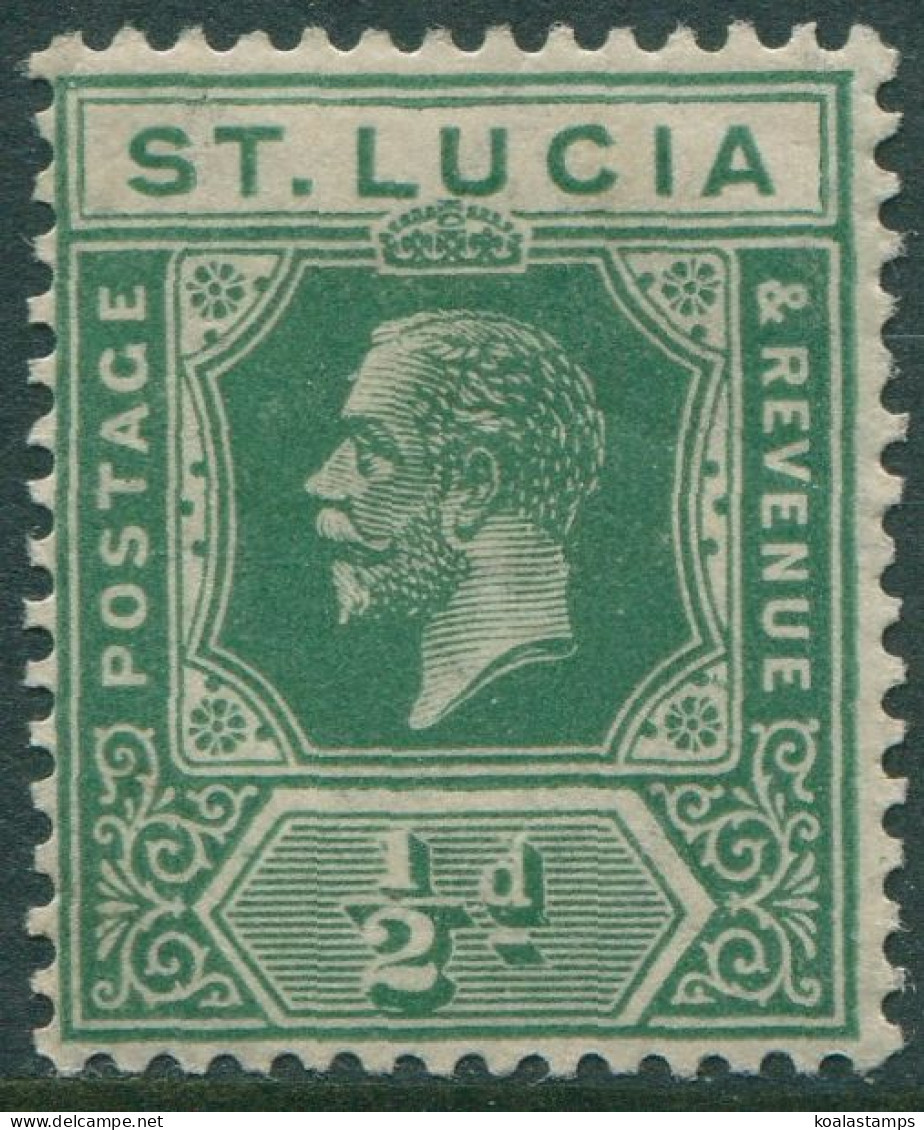 St Lucia 1912 SG78 ½d Green KGV MH - St.Lucie (1979-...)
