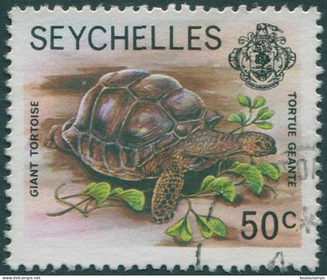 Seychelles 1977 SG410A 50c Giant Tortoise FU - Seychelles (1976-...)