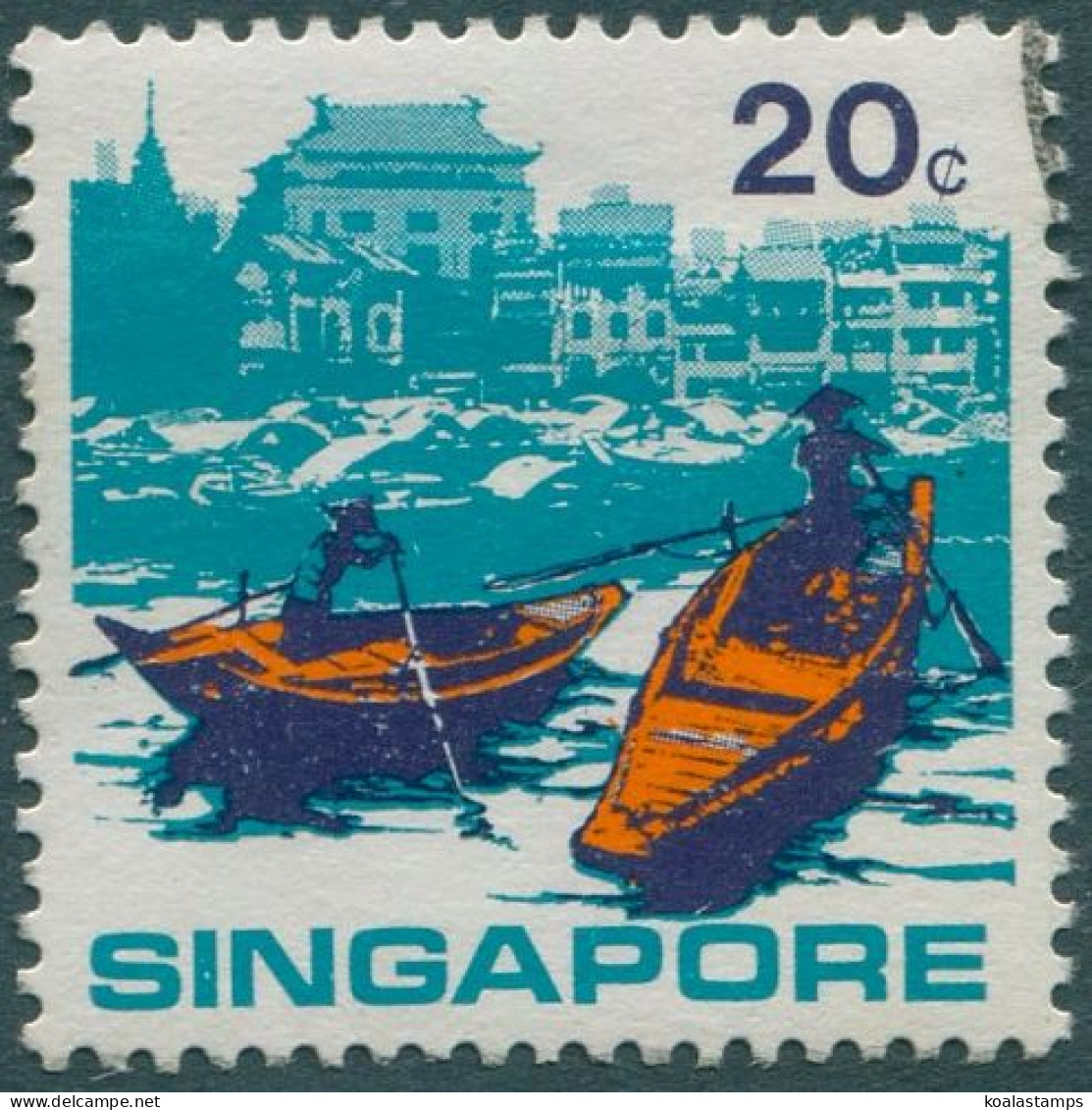 Singapore 1971 SG151 20c Houseboat Village And Boats FU - Singapore (1959-...)