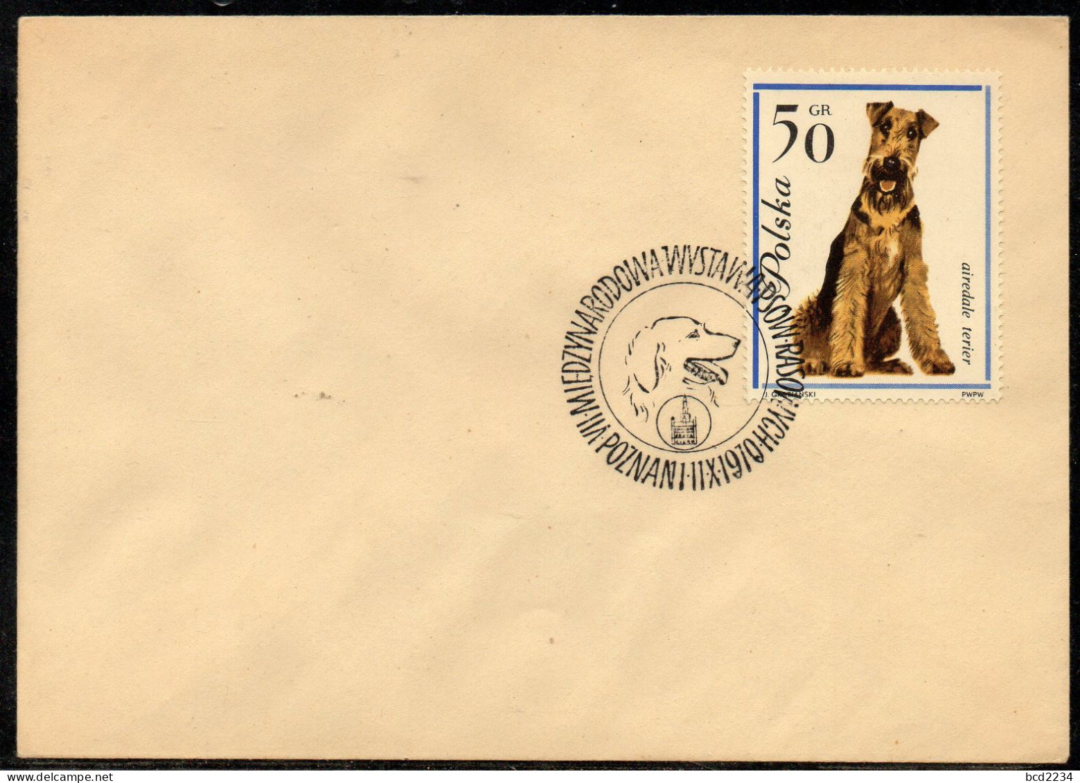 POLAND 1970 VII INTERNATIONAL PEDIGREE DOG SHOW IN POZNAN SPECIAL CANCEL ON COVER POLISH DOGS - Chiens