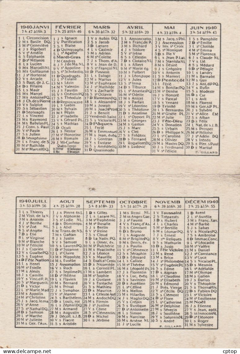 Calendrier , Cognac Bisquit 1940 - Small : 1921-40