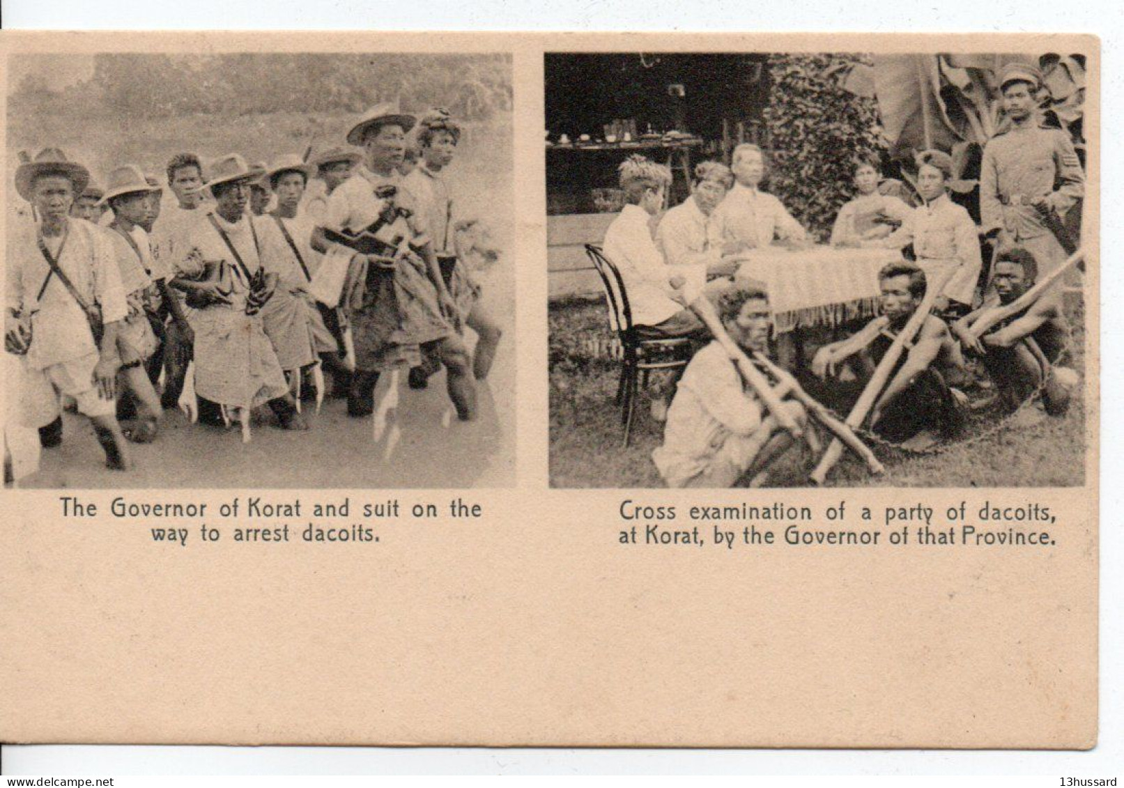 Carte Postale Ancienne Thaïlande - The Governor Of Korat And Suit On The Way To Arrest Dacoits - Justice, Prisonniers - Thaïland