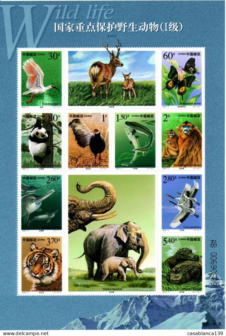 P.R.China 2000, Protected Animals, Mint Sheet In Special Folder, Very Attractive, Original, - Brieven En Documenten