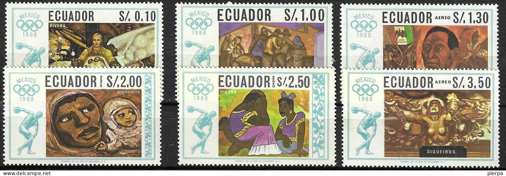 EQUADOR - 1968 - GIOCHI OLIMPICI MESSICO - SERIE 6 VALORI - NUOVA  MNH**(YVERT 775\6+AV 478\81 - MICHEL 1313\8) - Zomer 1968: Mexico-City