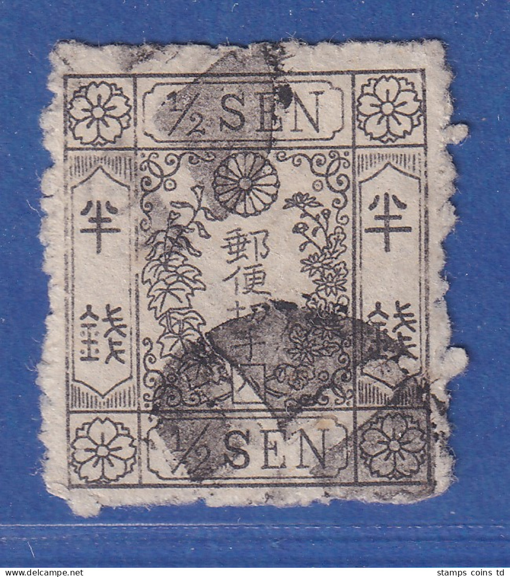 Japan 1875 Kirschblütenmuster 1/2S Mi.-Nr. 28 Gestempelt - Other & Unclassified