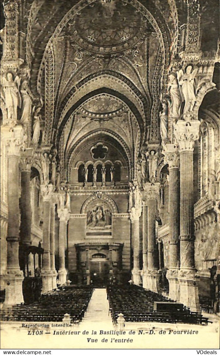 France (69) Rhône - Lyon - Intérieur De La Basilique De N.-D. De Fourvière - Vue De L'entrée - Autres & Non Classés