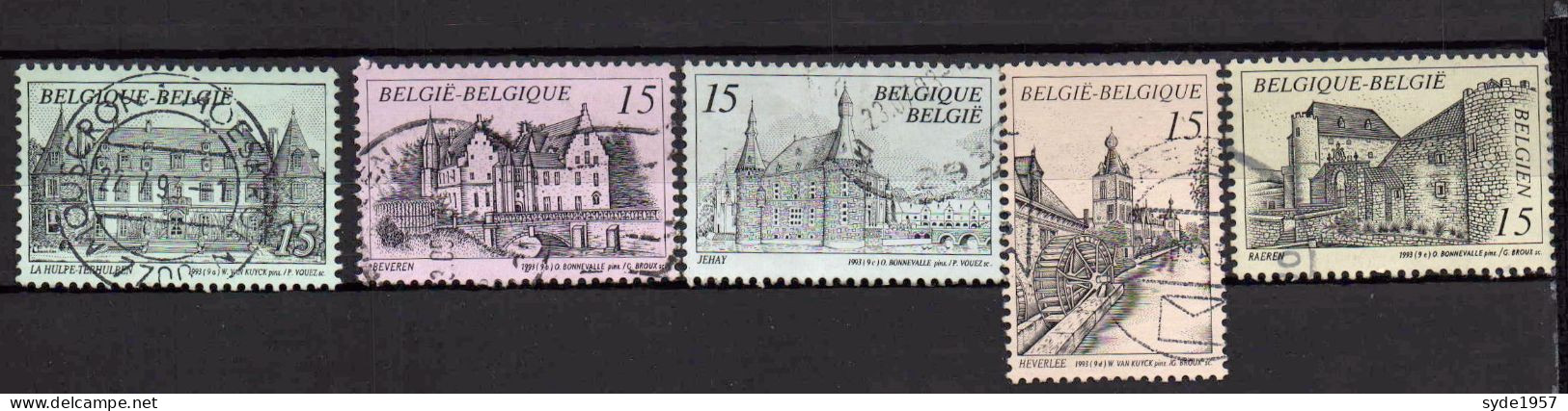 Belgique 1993  Tourisme, Châteaux - COB 2512 à 2516 (complet) Oblitérés - Used Stamps