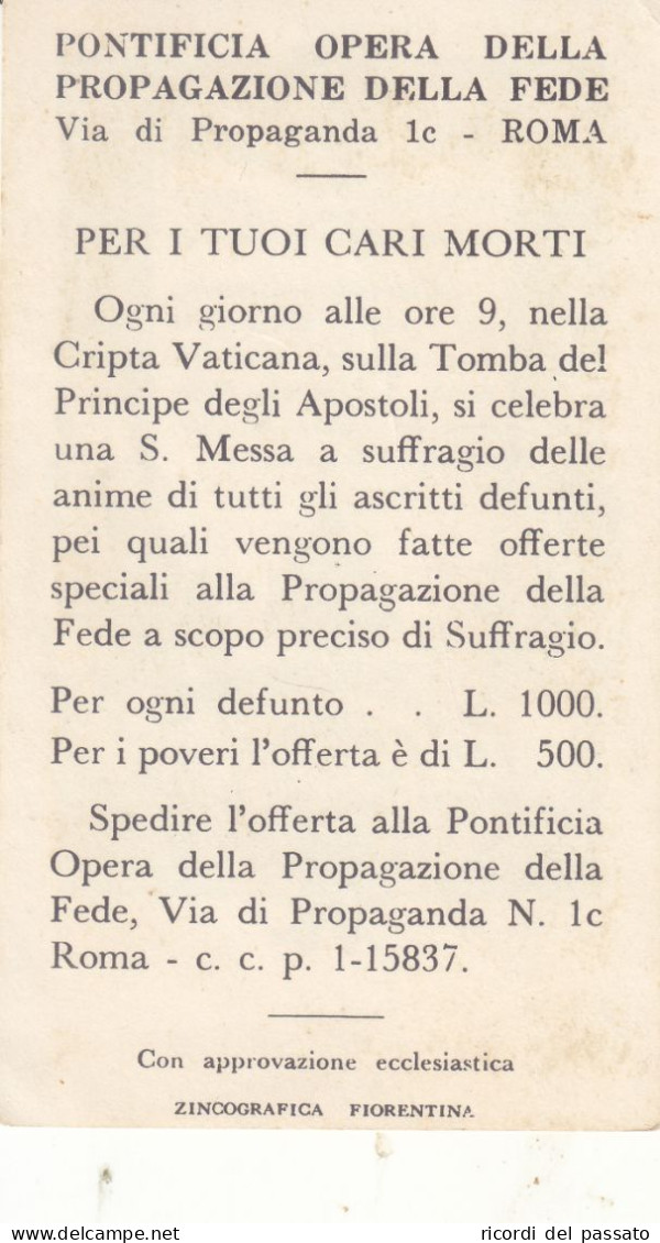 Santino Pontificia Opera Della Propagazione Della Fede - Imágenes Religiosas