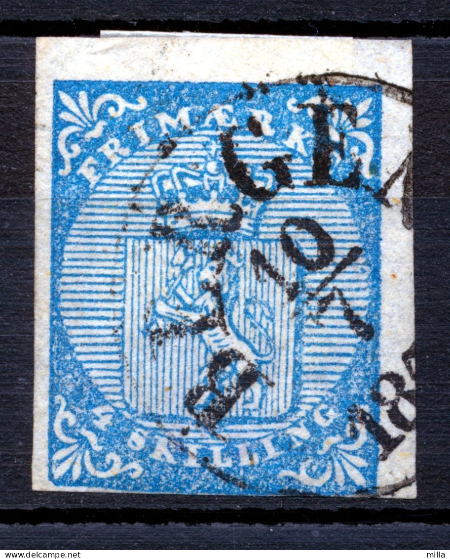 **  4 SKILL NK 1. ** STPL BERGEN 185?. GODE MARGER & STEMPEL ** MICHEL No 1.  4  SKILL NICE STAMP ** - Used Stamps