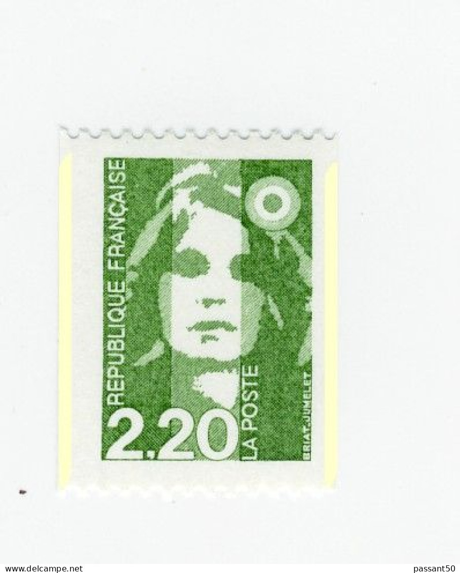 Briat 2fr20 Vert De Roulette YT 2718a : N° Rouge Et Deux Demi-bandes Phospho à Droite Et à Gauche. Superbe, Voir Scan. - Unused Stamps