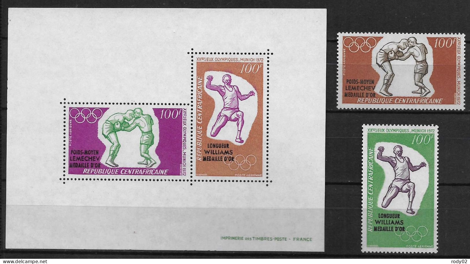 CENTRAFRIQUE - JEUX OLYMPIQUES DE MUNICH EN 1972 - PA 105 A 106 ET BF 8 - NEUF** MNH - Estate 1972: Monaco