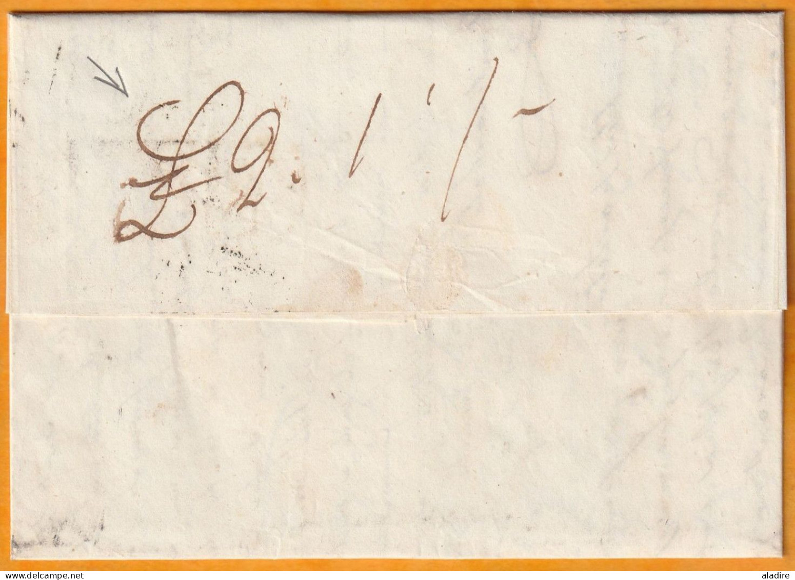 1848 - Lettre Pliée En Italien De LIVORNO Livourne Leghorn, Toscana, Italia Vers MALTA Malte, GB - ...-1850 Voorfilatelie