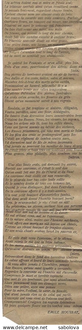 Extrait Journal Le Messin "le Nid Sur Les Tombes" 17 Décembre 1922 Russes Prisonniers Morts De Faim De Emile MOUSSAT - Other & Unclassified