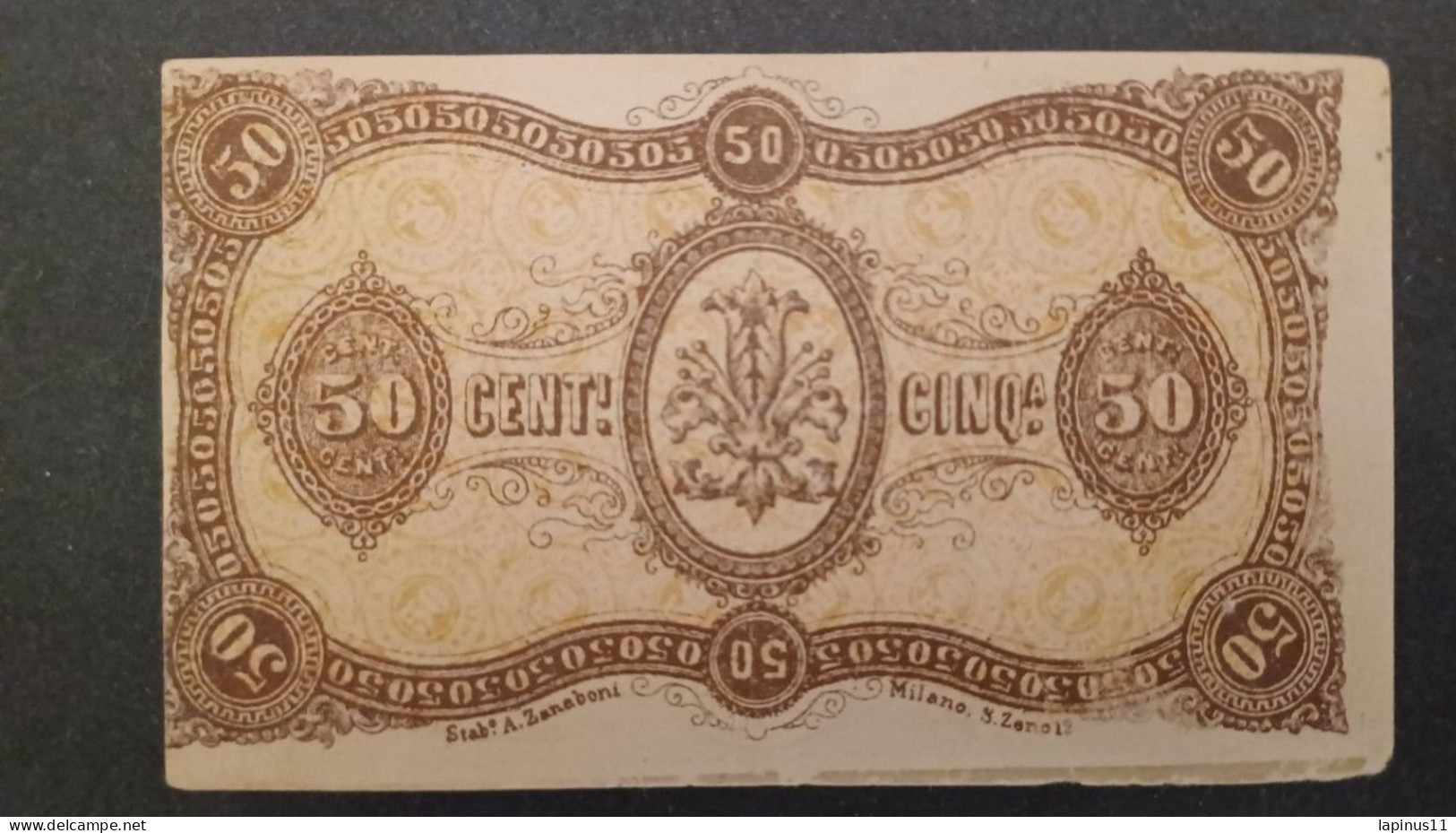 BANKNOTE ITALY GRAND DUCATO DI TUSCANY BANK OF TUSCANY 1870 OLD STATES 50 CENTS SERIES Aa CESARE BENZI - Biglietti Gia Consorziale