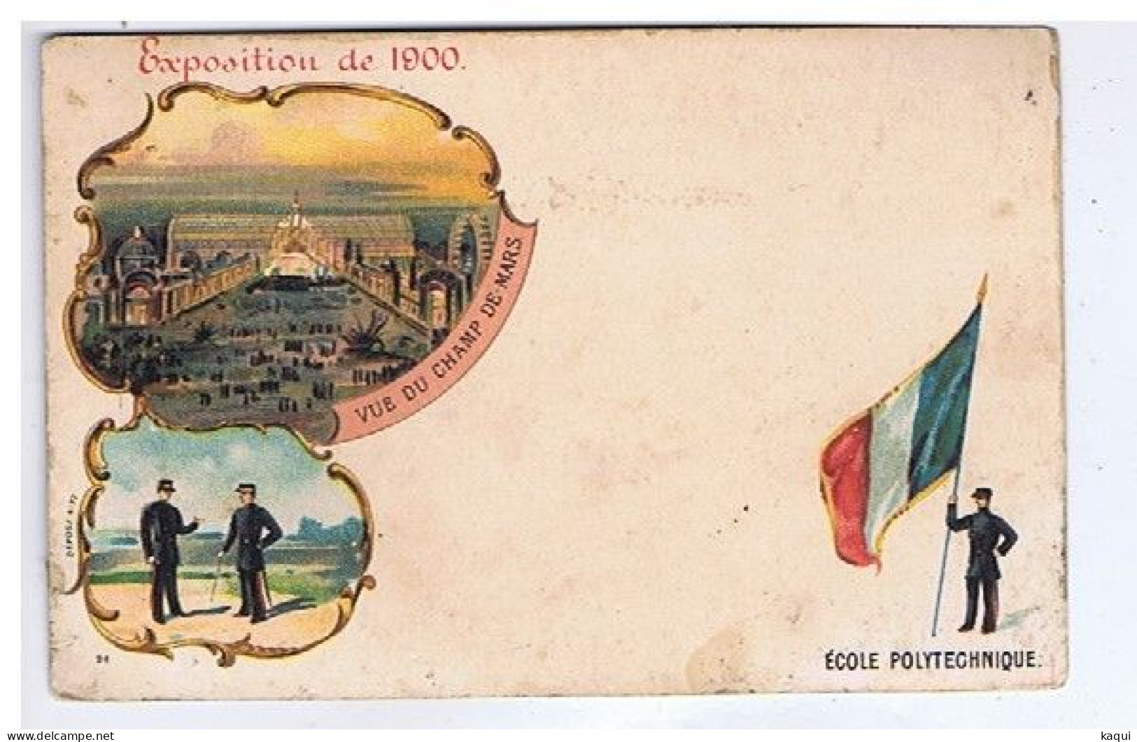 PARIS 1900 - Exposition En 2 Vues + Soldat Et Drapeau - Vue Du Champ De Mars - Ecole Polytechnique - Expositions