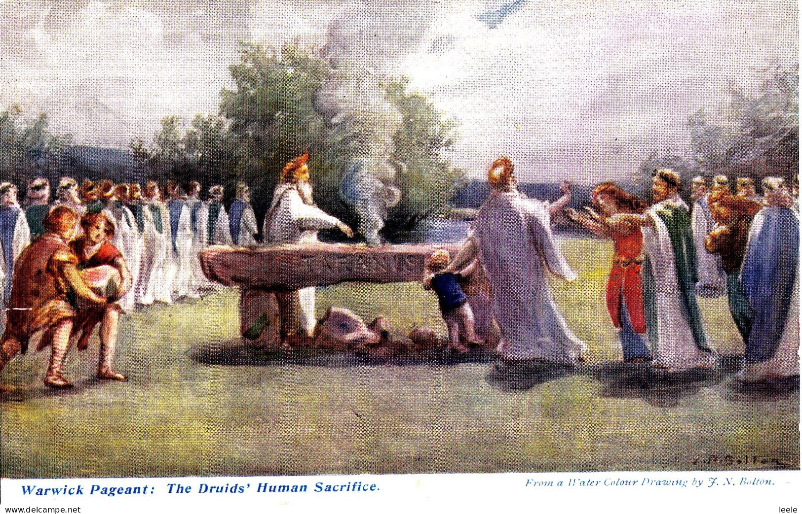 CP80. Vintage Postcard.  Warwick Pageant.  The Druid's Human Sacrifice. - Warwick