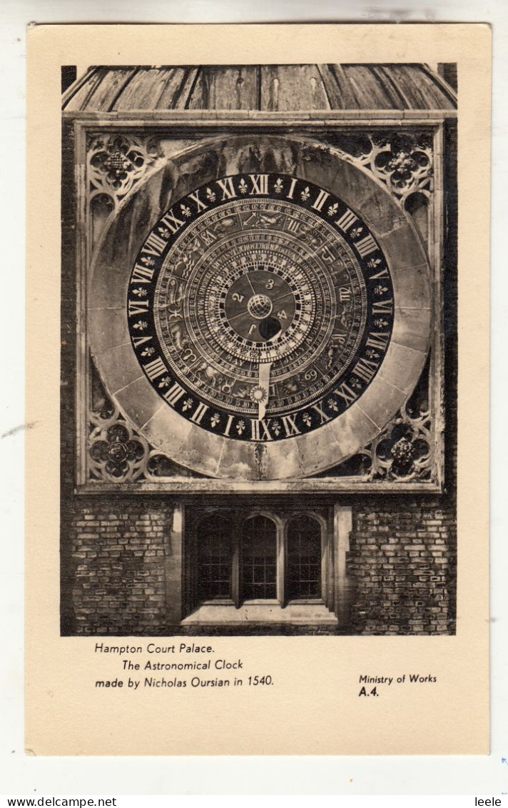 CP52.  Vintage Postcard.  Hampton Court Palace.  Astronomical Clock. Nicholas Oursian - Middlesex