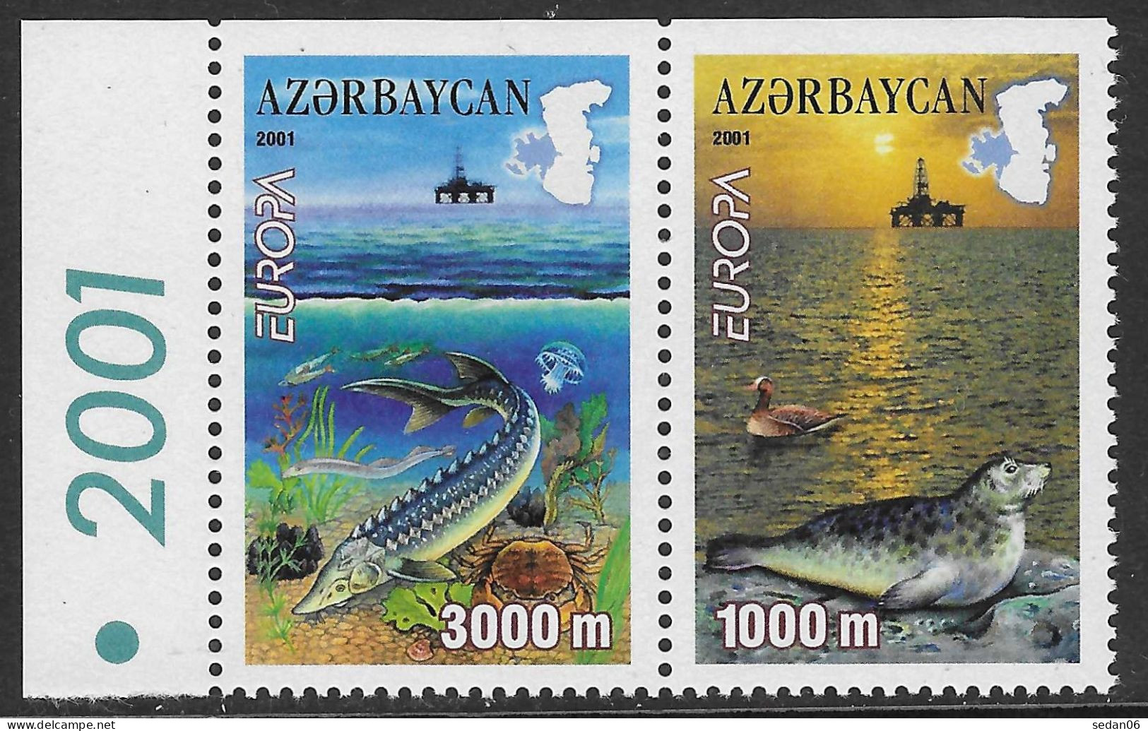 AZERBAIDJAN N°417a/418a** (non Dentelé En Haut) (europa 2001) - COTE 8.00 € - 2001