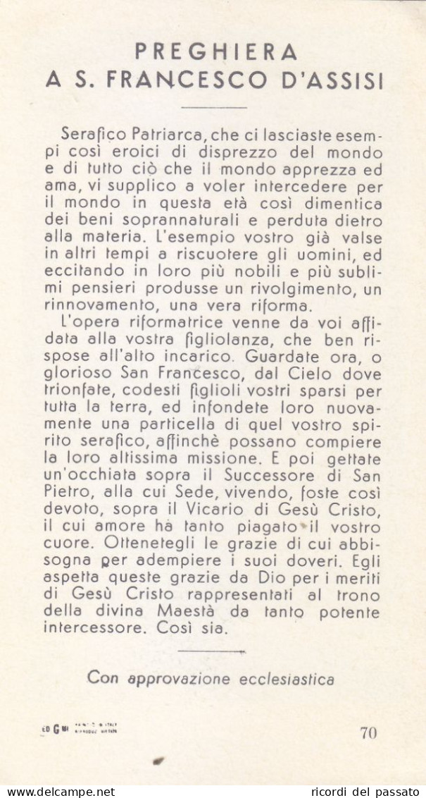 Santino S.francesco D'assisi - Serie Gmi 70 - Imágenes Religiosas