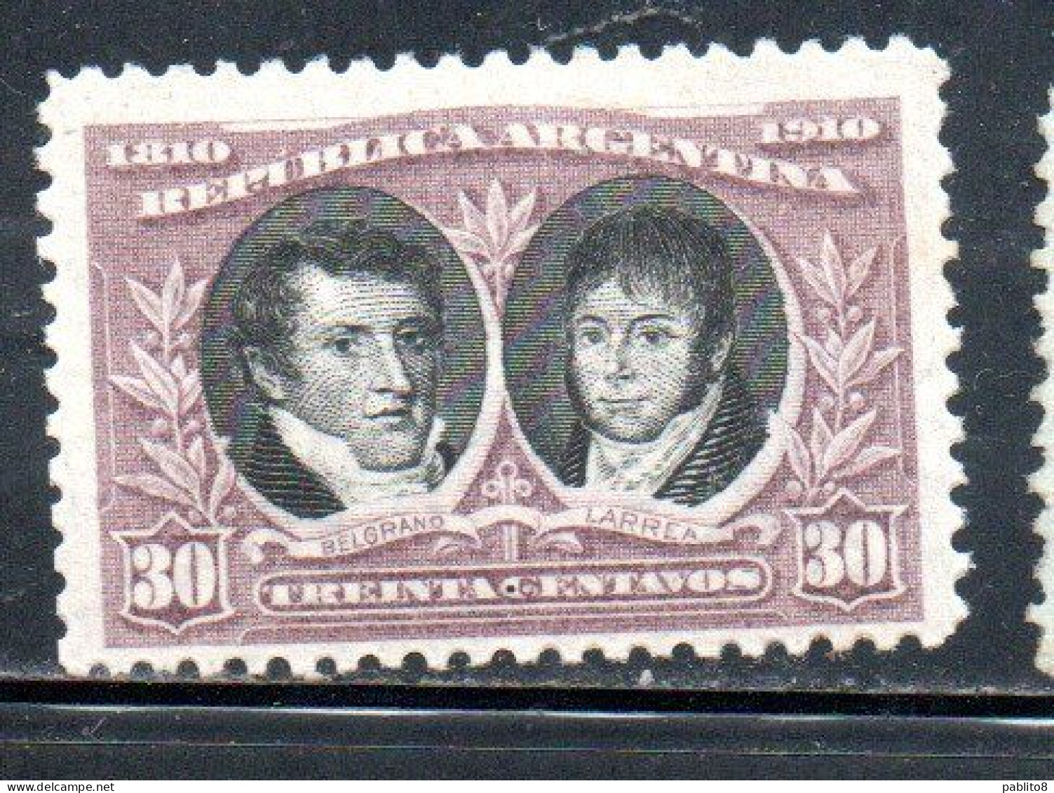 ARGENTINA 1910 MANUEL BELGRANO AND JUAN LARREA 30c MH - Nuovi