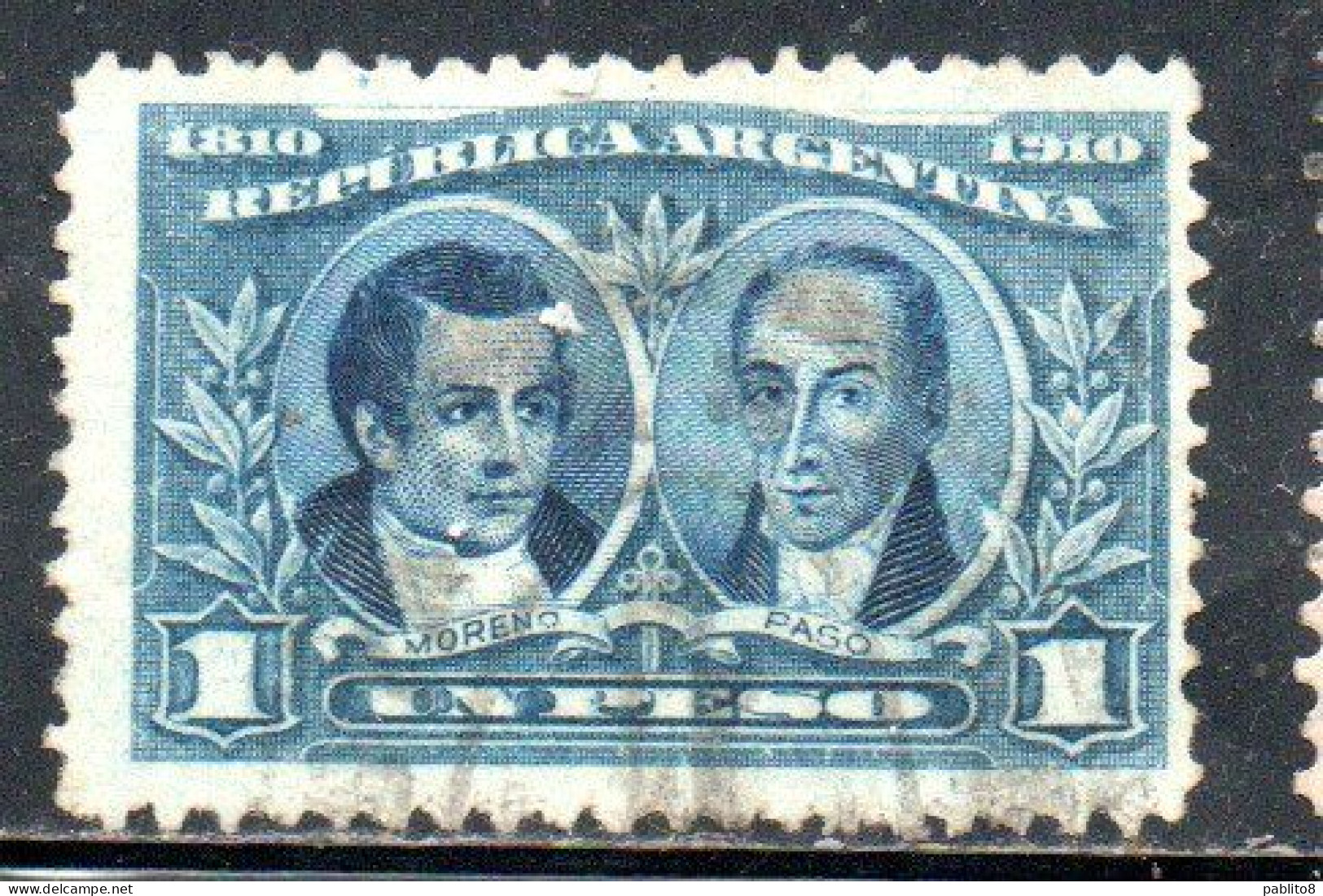 ARGENTINA 1910 MARIANO MORENO AND JUAN JOSE PASO 1p USED USADO OBLITERE' - Usati