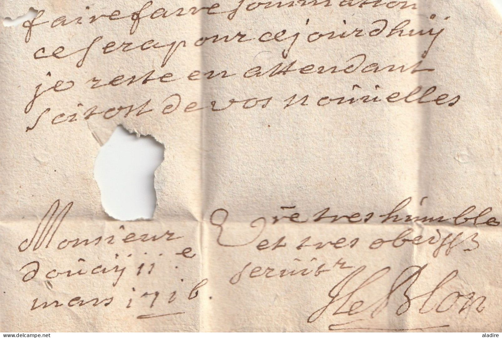1716 - Lettre De 3 Pages De DOUAY Douai Vers Vallenciennes Valenciennes, Aujourd'hui Nord - Début Du Règne De Louis XV - 1701-1800: Precursors XVIII