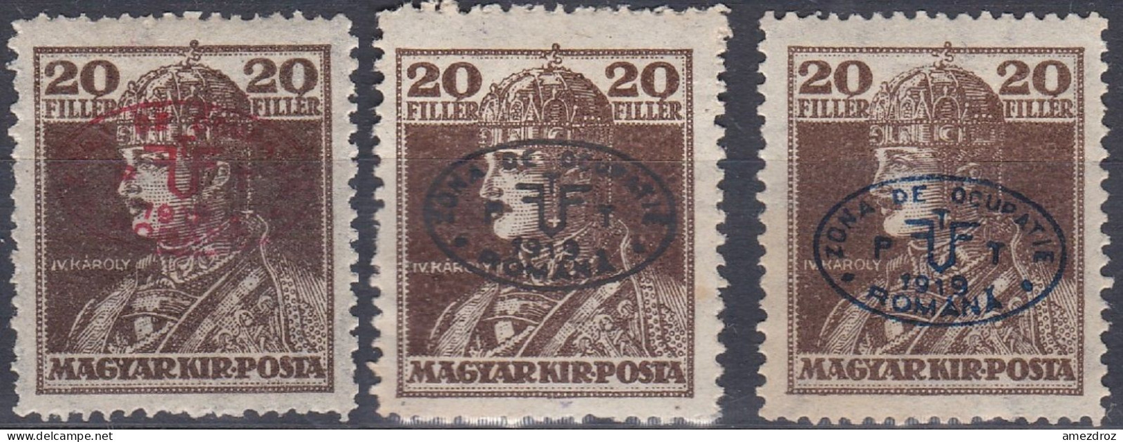 Hongrie Debrecen 1919 Mi 39a-b-c * Roi Charles IV (A12) - Debreczin