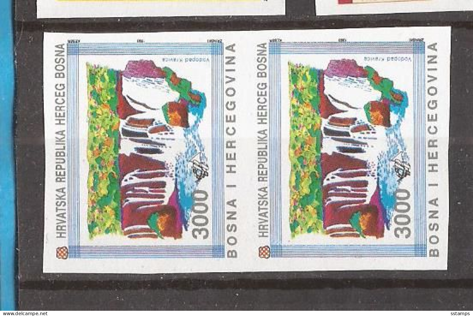 24---1  1993  BOSNIA KROATISCHE POST  MOSTAR IMPERFORATE RRR  WASSERFALL KRAVICA MNH - Aardrijkskunde