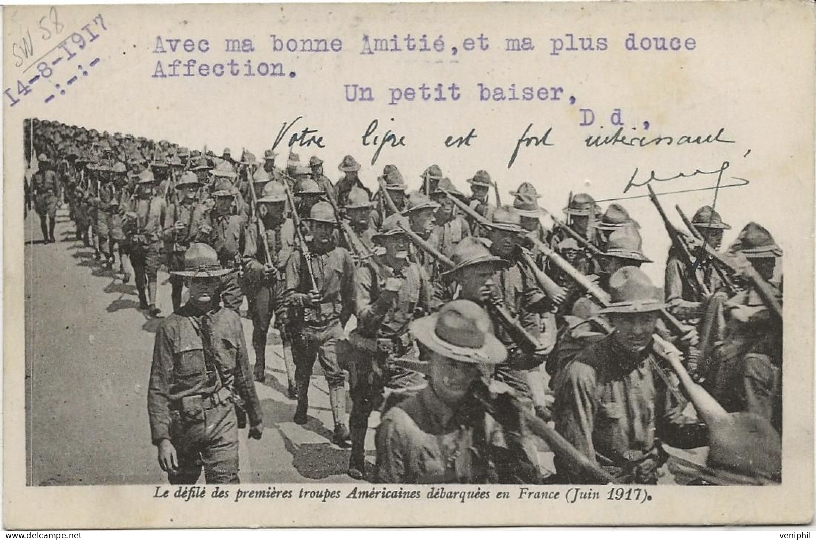 CARTE MILITAIRE -LE DEF DES PREMIERES TROUPES AMERICAINES DEBARQUEES  EN FRANCE - JUIN 1917 - Personen