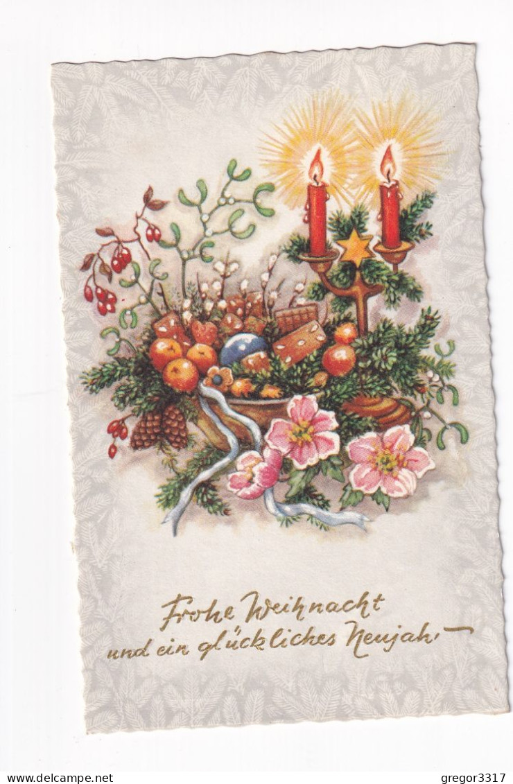 E6272) Frohe WEIHNACHT - Und Ein Glückliches Neujahr - WEIHNACHTEN - Kerzen Früchte Lebkuchen Blumen Gel. EBERNDORF 1967 - Autres & Non Classés