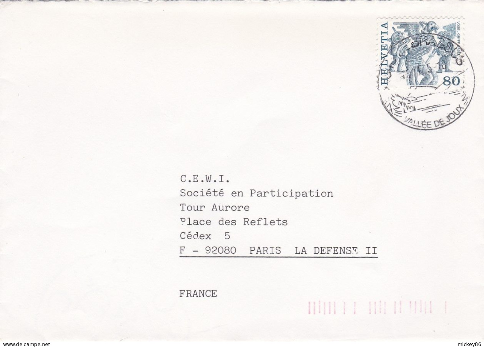 SUISSE--1978--Lettre De LE BRASSUS  Pour PARIS LA DEFENSE-92 (France) ..timbres ..cachet....personnalisée GG - Brieven En Documenten