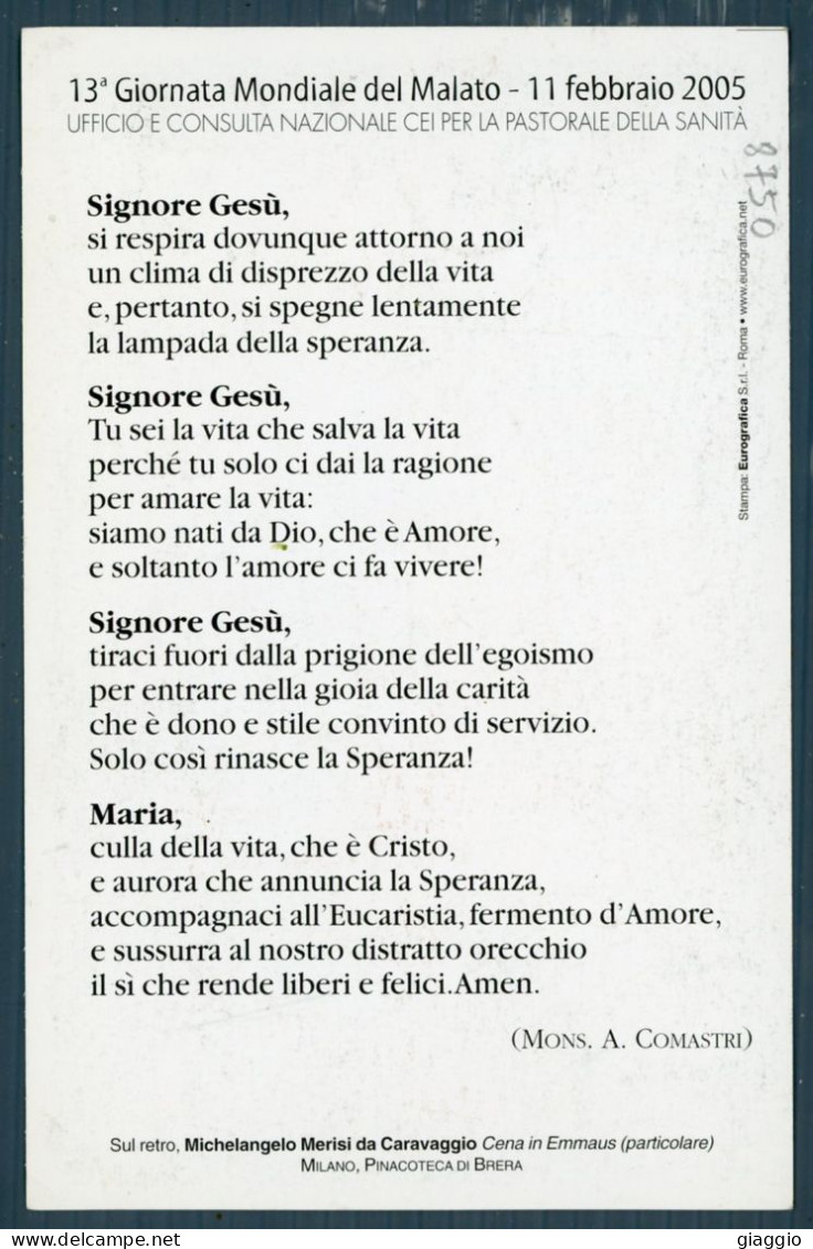 °°° Santino N. 8750 - Giornata Mondiale Del Malato °°° - Religion & Esotericism