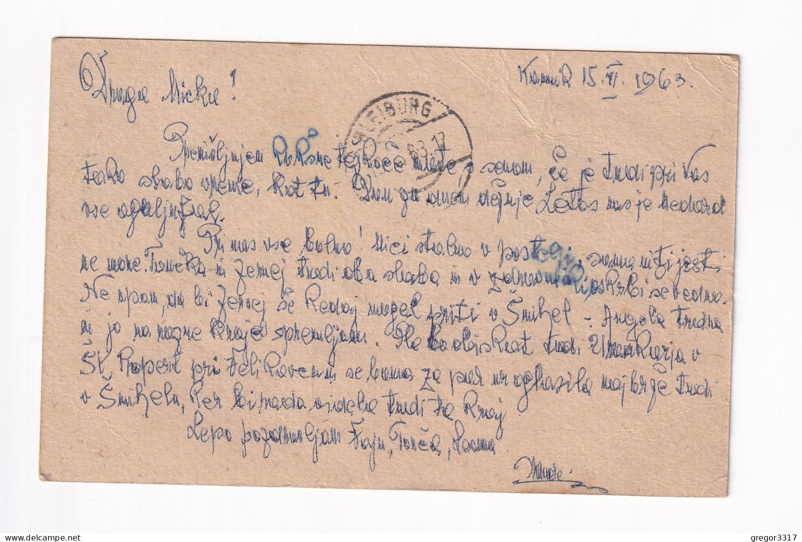 E6275) KAMNIK Slowenia - 1963 - Alte Postkarte Ganzsache Nach Bleiburg - Slovénie