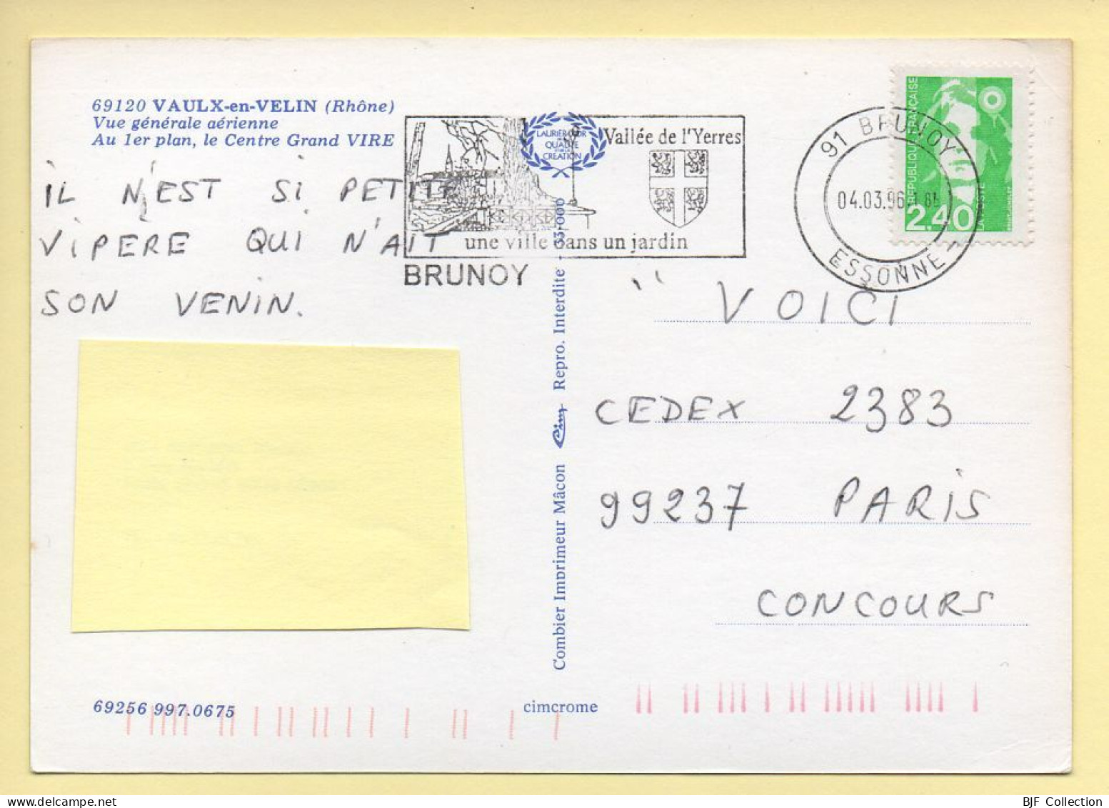 69. VAULX-EN-VELIN – Vue Générale Aérienne / Le Centre Grand VIRE (voir Scan Recto/verso) - Vaux-en-Velin