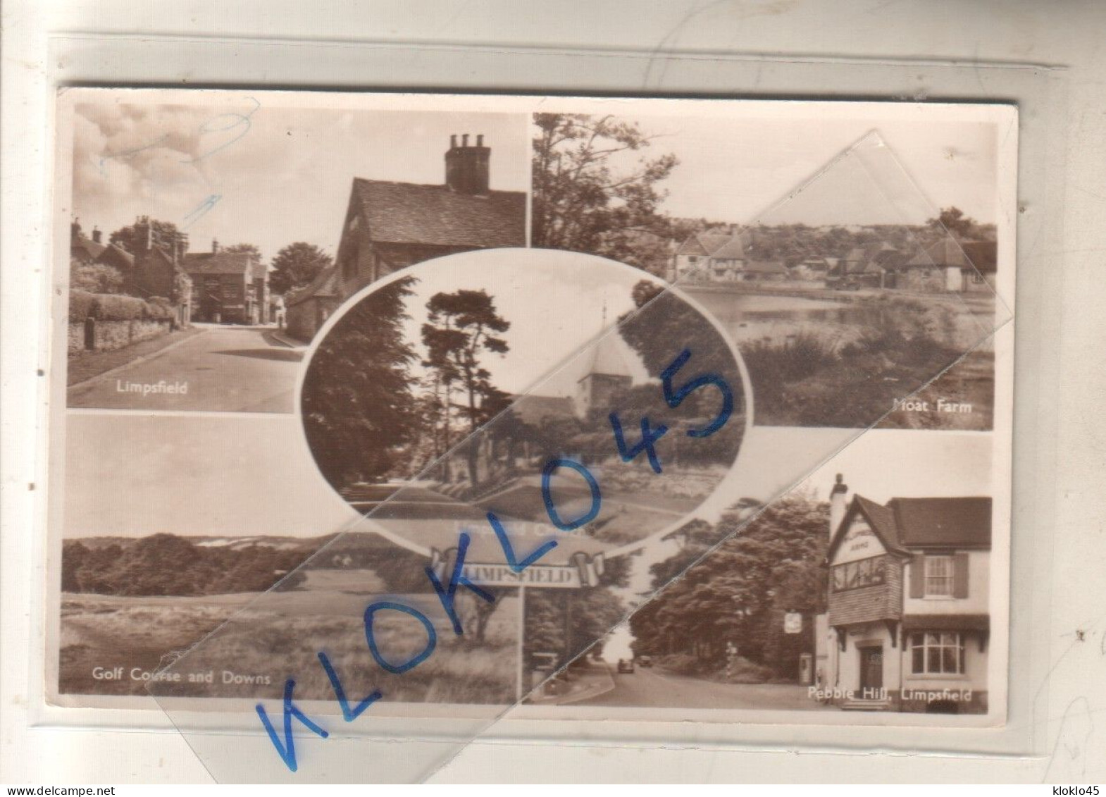 Angleterre - LIMPSFIELD Multivues 5 Vues Moat Farm - Golf Course An Downs - Pebble Hill - Church - CPA   Généalogie - Surrey