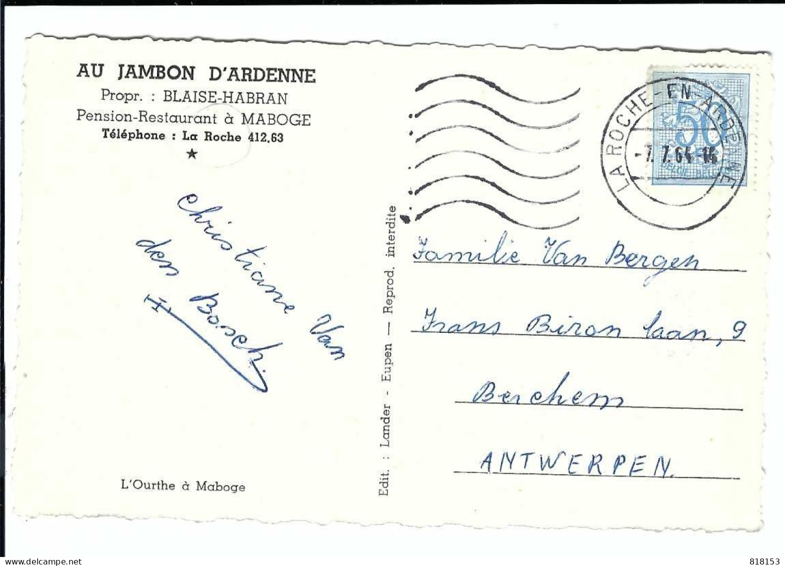 Maboge    AU JAMBON D'ARDENNE 1964 - La-Roche-en-Ardenne