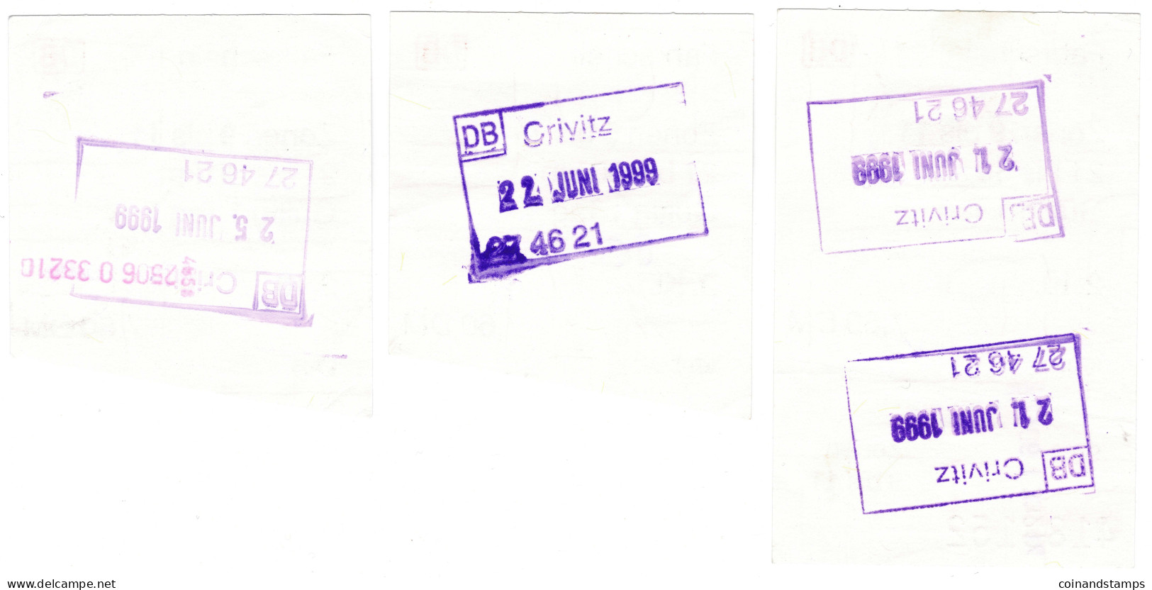 Lot Mit 3 Fahrscheinen Der DB Von Crivitz Nach Schwerin, Aus Den Jahr 1999, I-II - Chemin De Fer