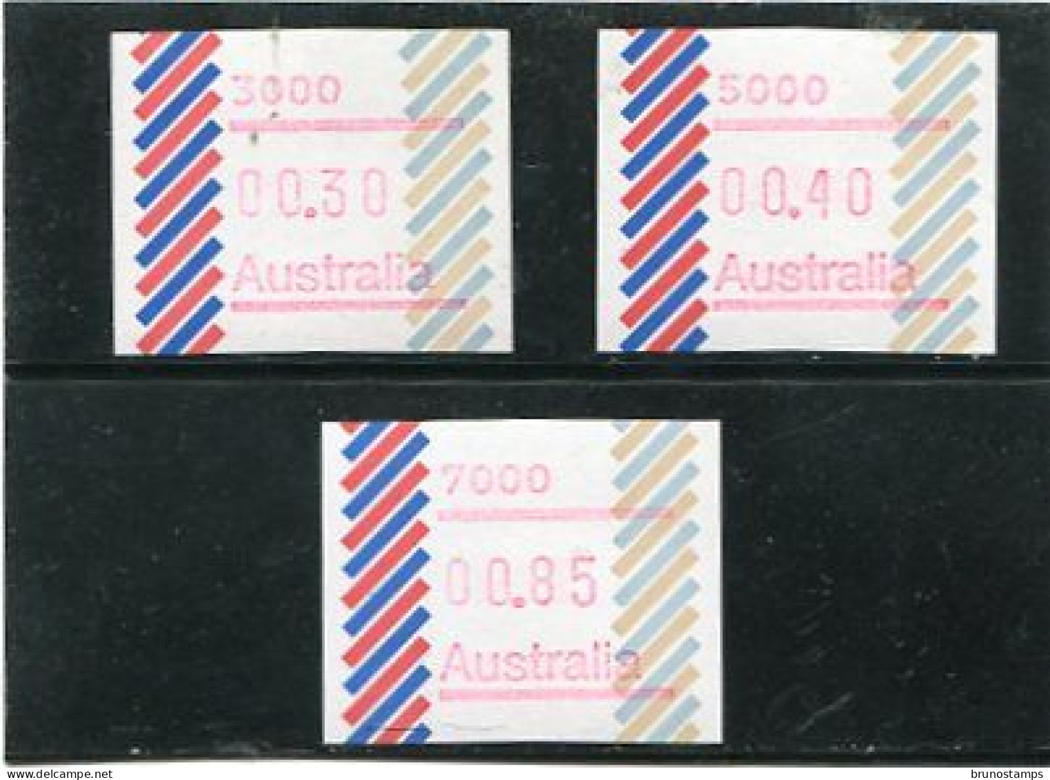 AUSTRALIA - 1984  FRAMA  BARRED EDGE  BUTTON SET  (30c-40c-85c)  MINT NH - Vignette [ATM]