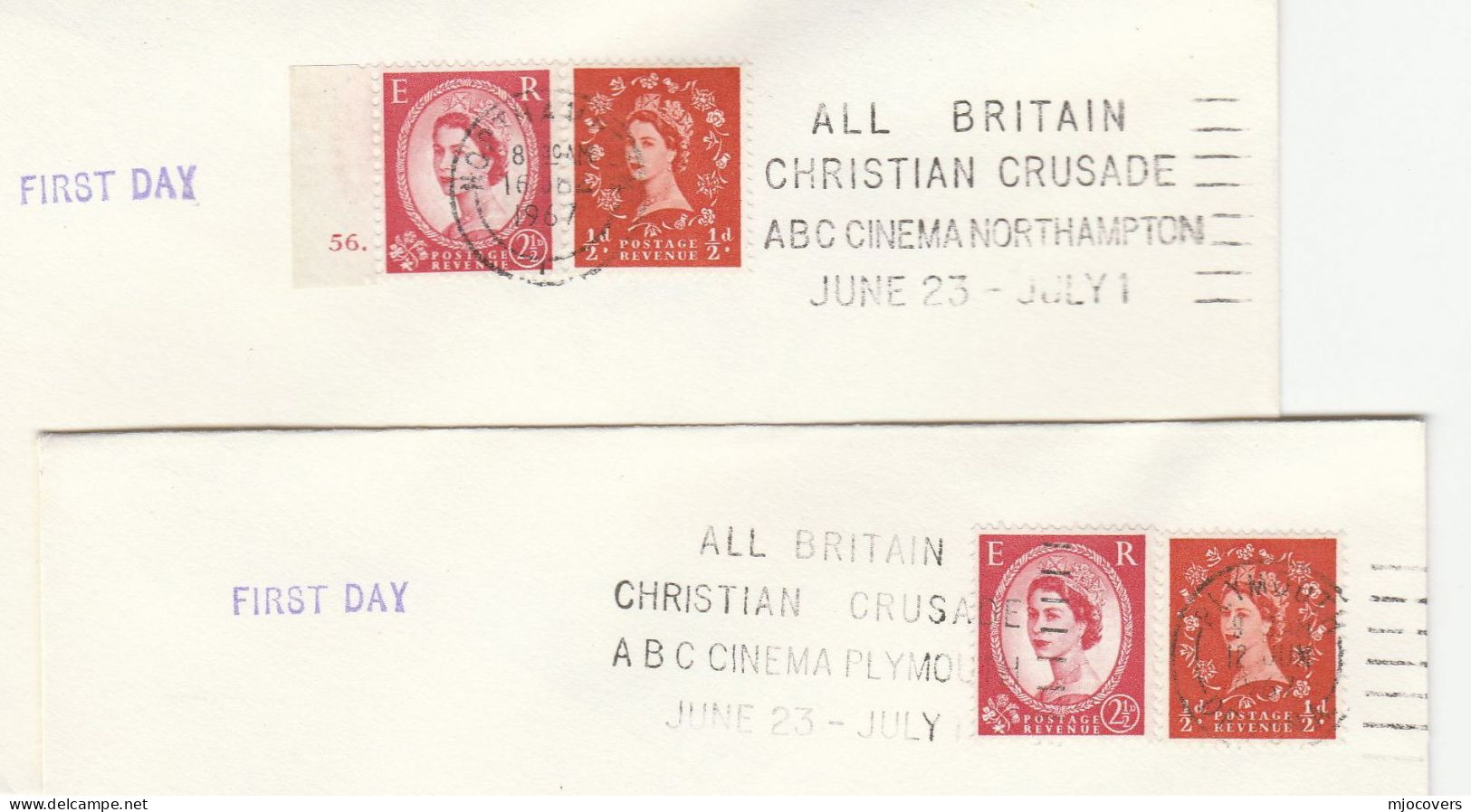 1967 2 Diff Cover ABC CINEMA  CHRISTIAN CRUSADE Northampton Slogans (Left & Right) Gb Stamps Religion Movie Slogan - Lettres & Documents