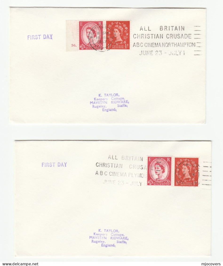 1967 2 Diff Cover ABC CINEMA  CHRISTIAN CRUSADE Northampton Slogans (Left & Right) Gb Stamps Religion Movie Slogan - Lettres & Documents