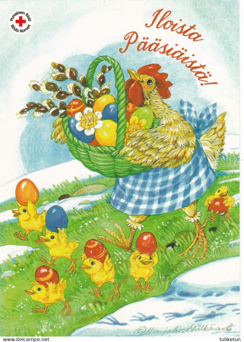 Postal Stationery - Cock - Chicken Carrying The Basket - Chicks - Eggs - Red Cross 1999 - Suomi Finland - Postage Paid - Ganzsachen