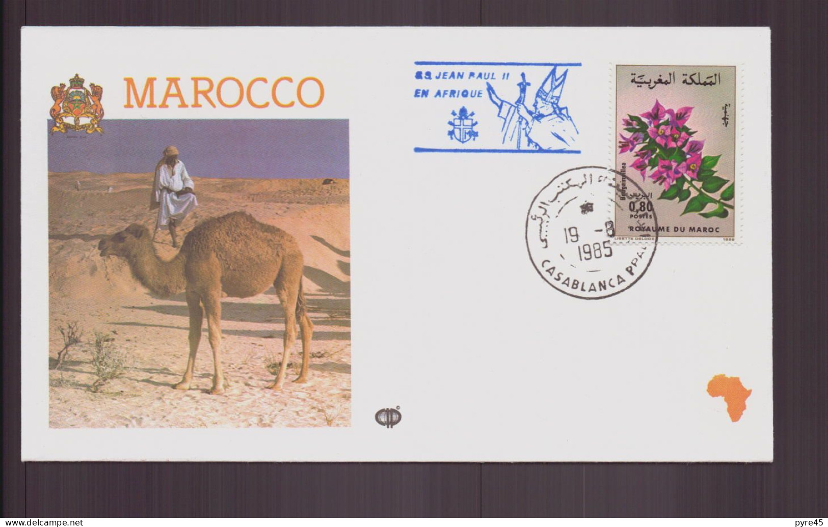 Maroc, Enveloppe Avec Cachet Commémoratif " SS Jean-Paul II En Afrique " Casablanca Le 19 Août 1985 - Marruecos (1956-...)