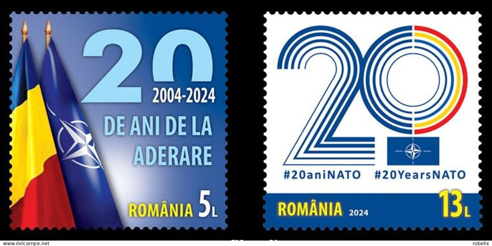 ROMANIA 2024 - 20 YEARS SINCE ROMANIA’S ACCESSION TO NATO  Set Of 2 Stamps MNH** - OTAN