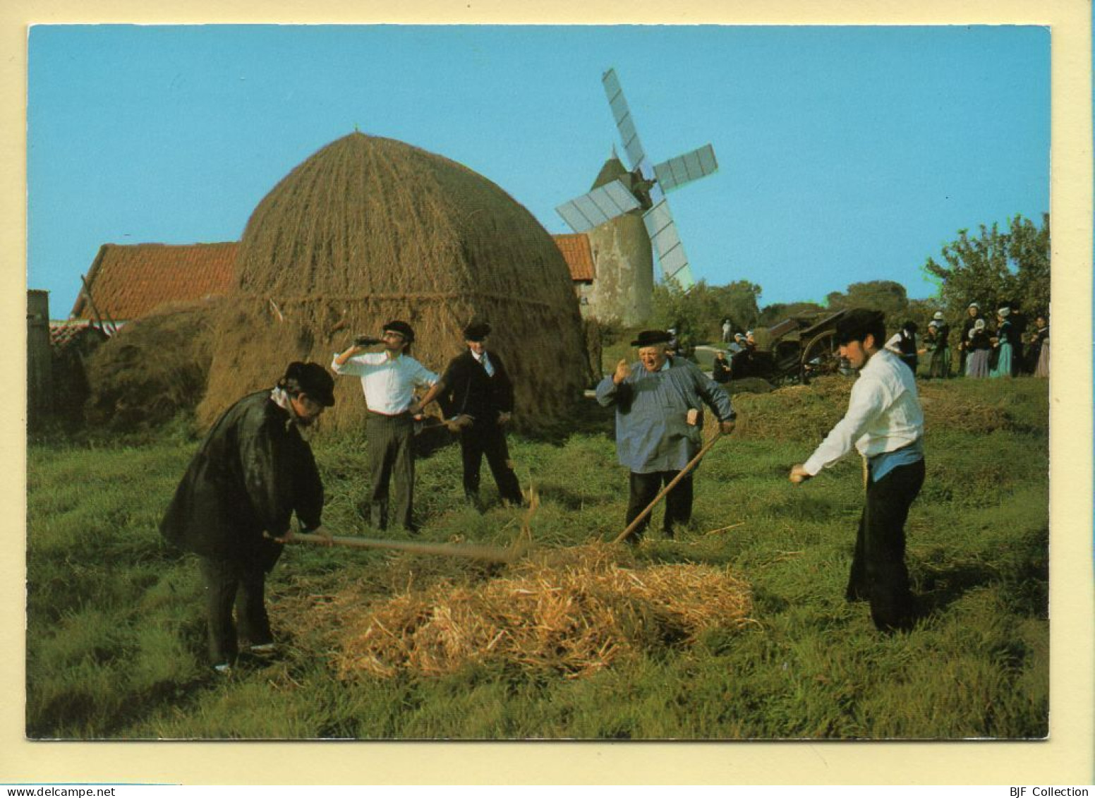 Folklore : Groupe Le Bouquet D'Ajoncs / Bois-de-Cene / Fléau / Battage Au Fléau Devant La Barge De Foin - Costumes