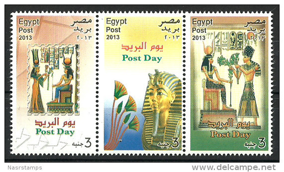 Egypt - 2013 - ( Post Day Of Egypt - Pharaohs ) - Set Of 3 - MNH (**) - Nuevos